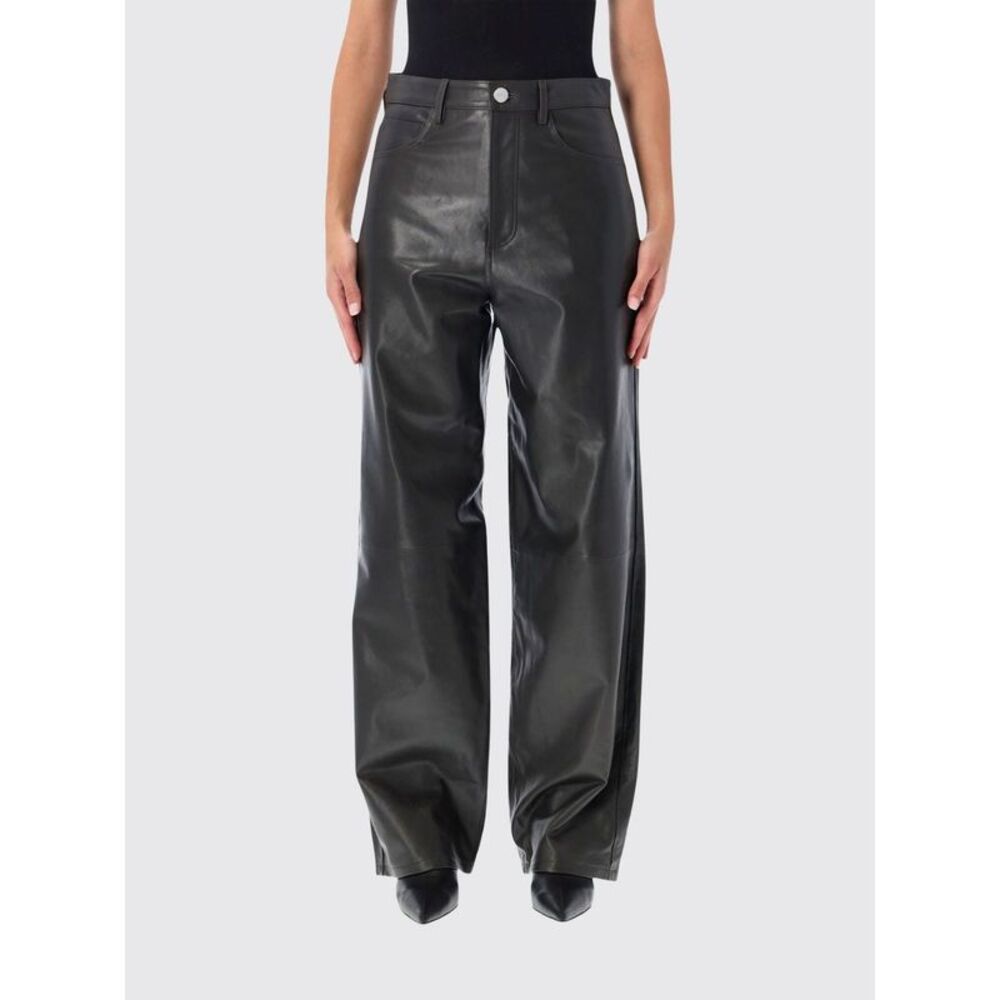 Rohe Women High-Waisted Wide-Leg Leather Trousers Rohe In A 5-Pocket Style